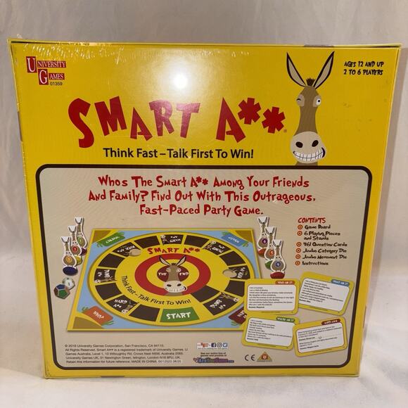 Smart A** Think Fast Trivia Board Game by University Games Family Fun Sealed NEW - Picture 4 of 5